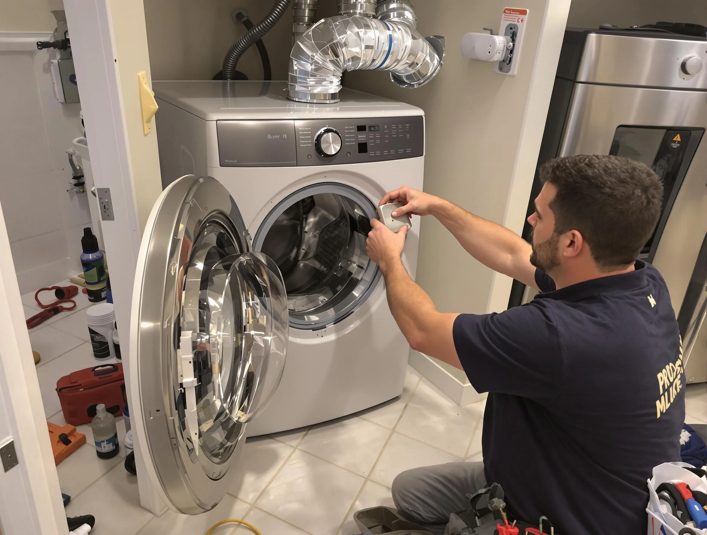 Montrose Dryer Vent Cleaning technician performing precise dryer vent hose installation in Montrose